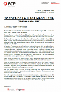 Bases competicio - IV copa lliga 2a catalana 2018-2019